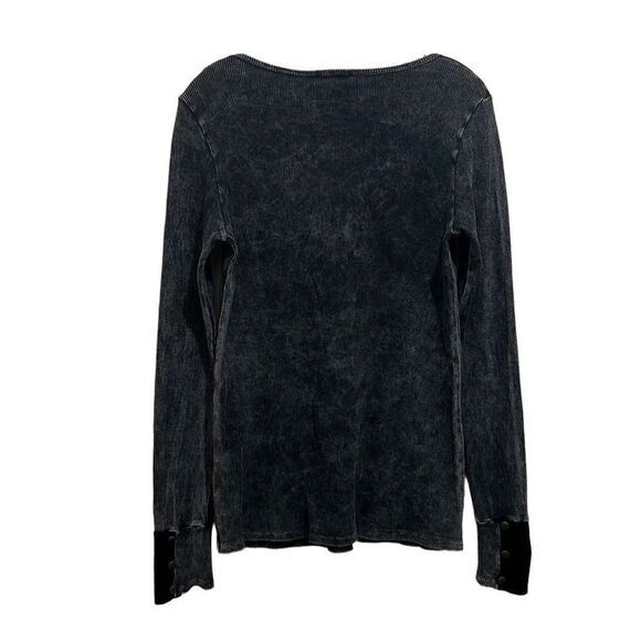 TParty top Henley velvet cotton blend black gray lace stretch Large - Picture 6 of 6